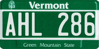 VT license plate AHL286