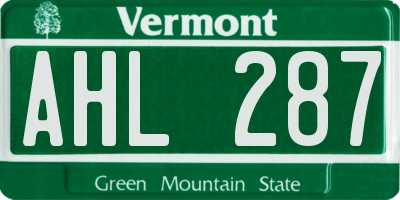 VT license plate AHL287