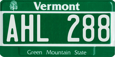 VT license plate AHL288
