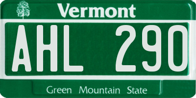 VT license plate AHL290