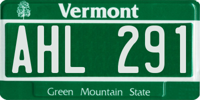 VT license plate AHL291