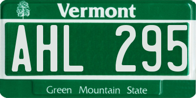 VT license plate AHL295