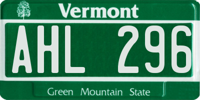 VT license plate AHL296
