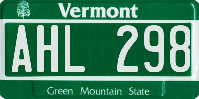 VT license plate AHL298