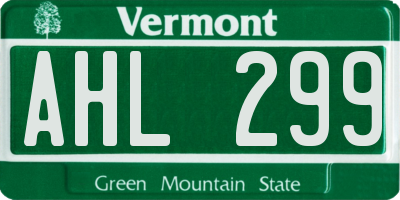 VT license plate AHL299