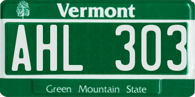 VT license plate AHL303
