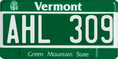 VT license plate AHL309
