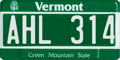 VT license plate AHL314