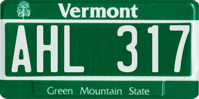 VT license plate AHL317