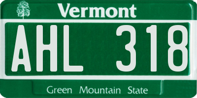 VT license plate AHL318