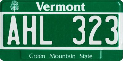 VT license plate AHL323