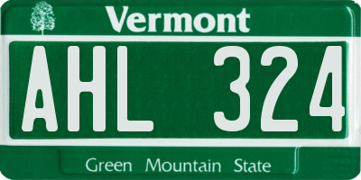 VT license plate AHL324