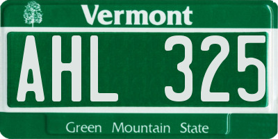 VT license plate AHL325