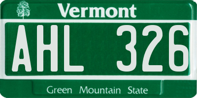 VT license plate AHL326