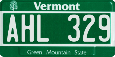 VT license plate AHL329