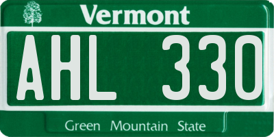 VT license plate AHL330