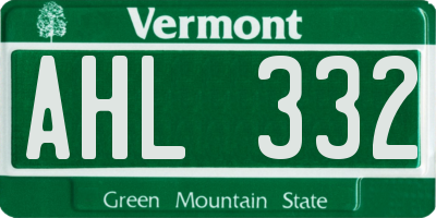 VT license plate AHL332