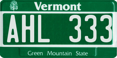 VT license plate AHL333