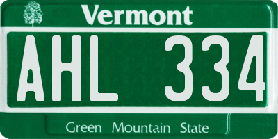 VT license plate AHL334