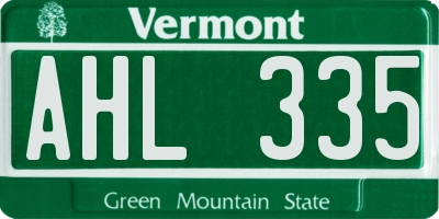 VT license plate AHL335