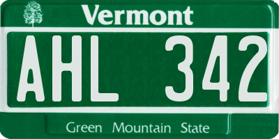VT license plate AHL342
