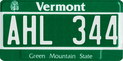VT license plate AHL344