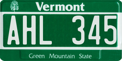 VT license plate AHL345
