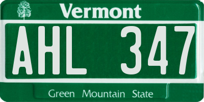 VT license plate AHL347