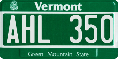 VT license plate AHL350