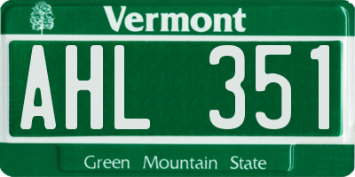 VT license plate AHL351