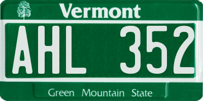 VT license plate AHL352