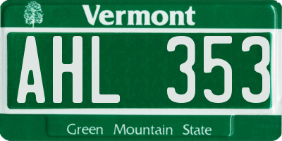 VT license plate AHL353