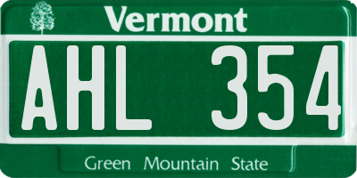 VT license plate AHL354