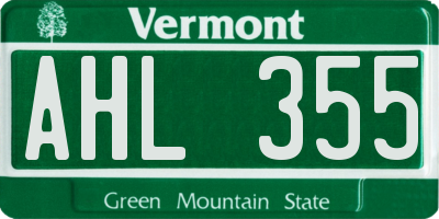 VT license plate AHL355