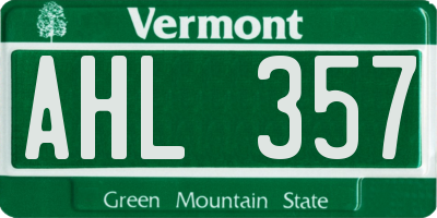 VT license plate AHL357