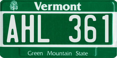 VT license plate AHL361