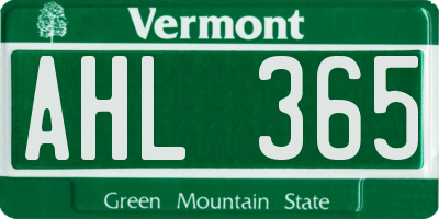 VT license plate AHL365