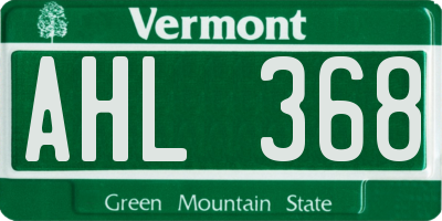 VT license plate AHL368