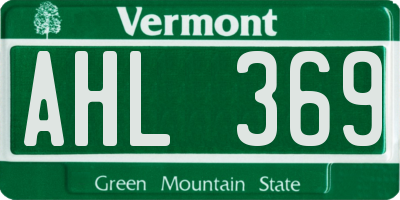 VT license plate AHL369