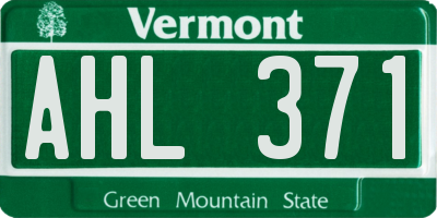 VT license plate AHL371