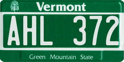 VT license plate AHL372