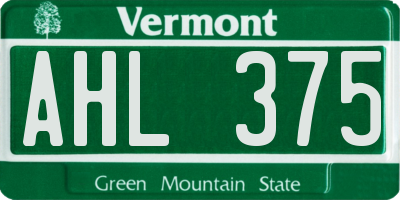 VT license plate AHL375