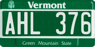 VT license plate AHL376