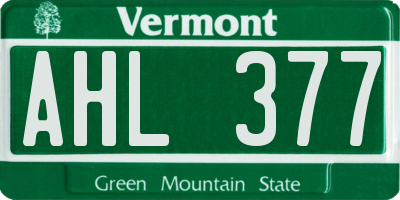 VT license plate AHL377