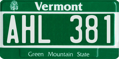 VT license plate AHL381