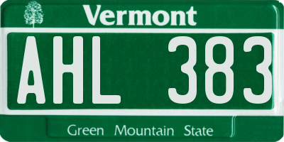 VT license plate AHL383
