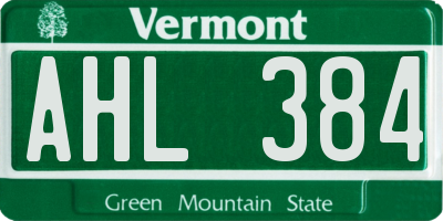 VT license plate AHL384