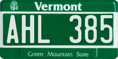 VT license plate AHL385