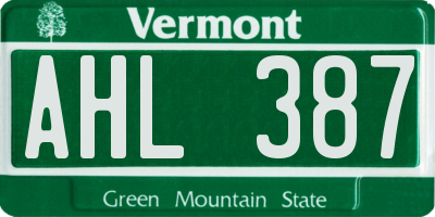 VT license plate AHL387