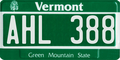 VT license plate AHL388